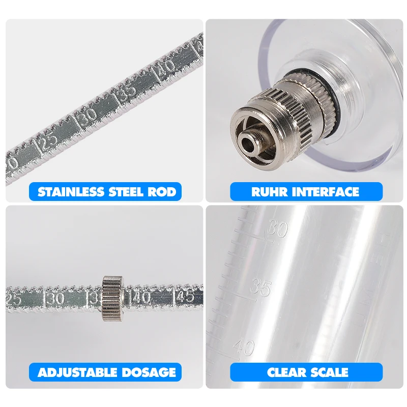 10/20/30/50ml Transparent Syringes Adjustable Dose with 10pcs 304 Stainless Steel Needle Farm Livestock Animal Dispensing Tools