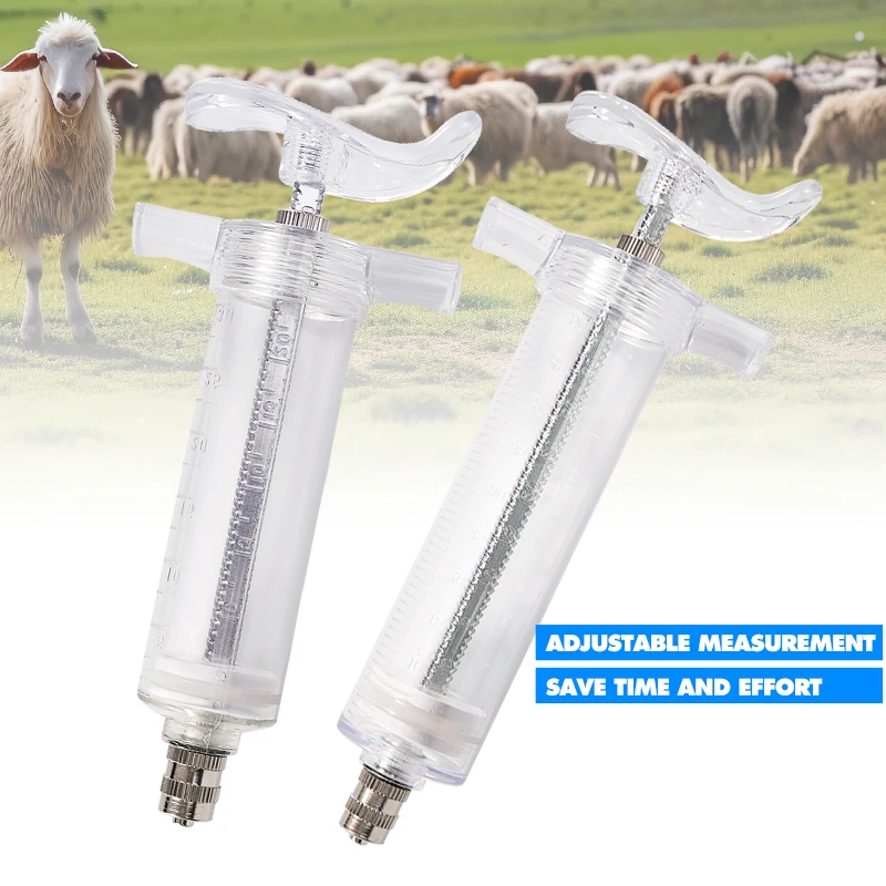 10/20/30/50ml Transparent Syringes Adjustable Dose with 10pcs 304 Stainless Steel Needle Farm Livestock Animal Dispensing Tools