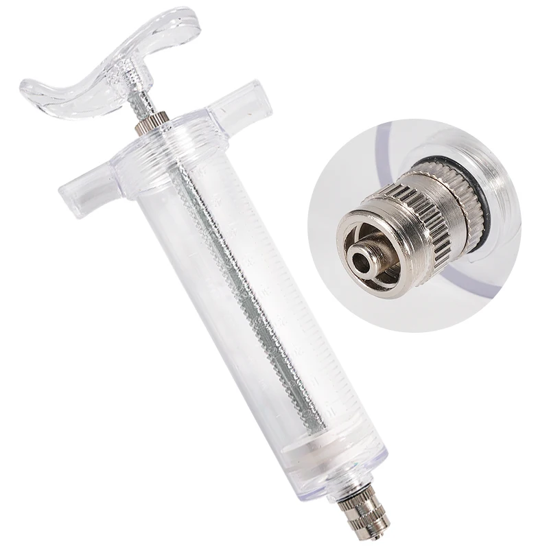 10/20/30/50ml Transparent Syringes Adjustable Dose with 10pcs 304 Stainless Steel Needle Farm Livestock Animal Dispensing Tools
