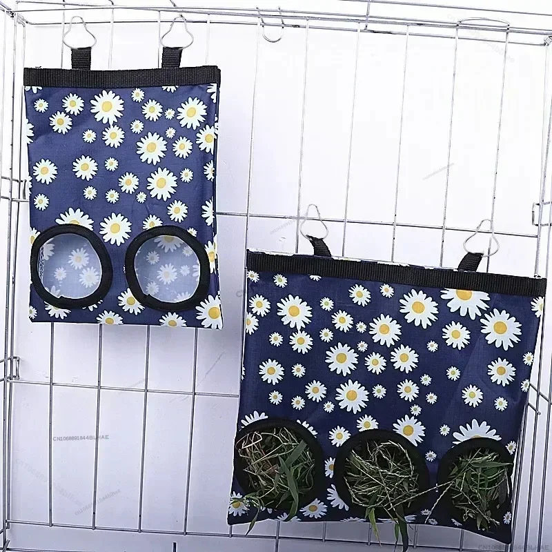 2/3 Holes Hanging Hay Bag with Hooks, Cute Watermelon Strawberry Feeder Dispenser for Rabbits Guinea Pigs Small Animals Cage Acc