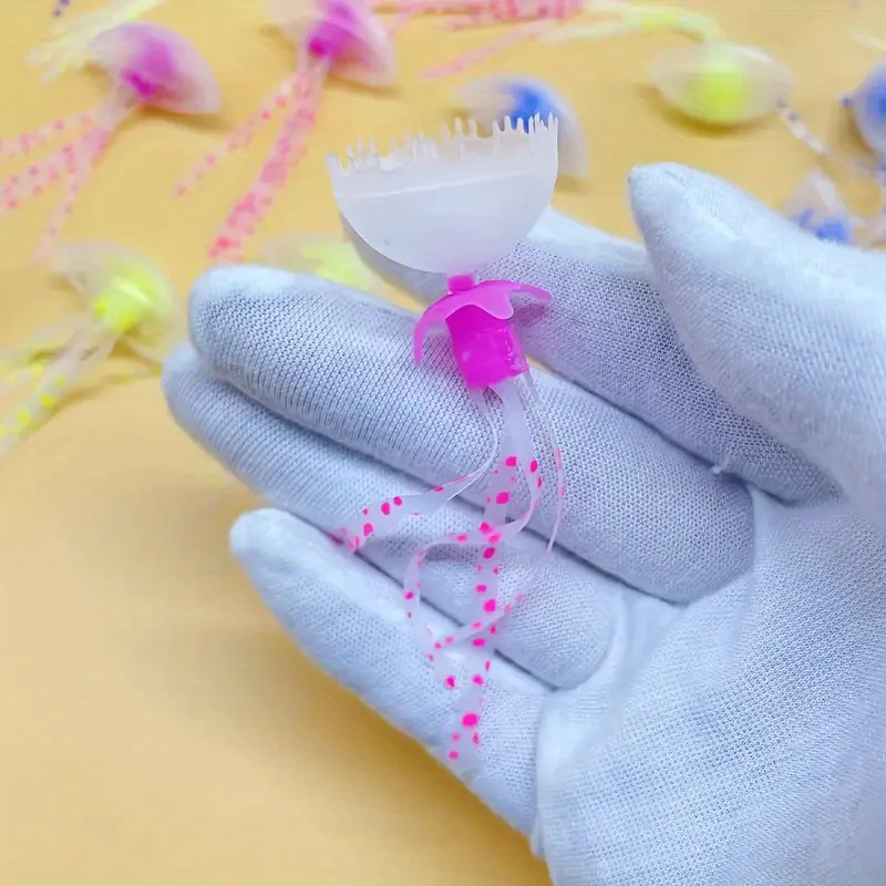 5PCS Colorful Artificial Glowing Effect Silicone Vivid Jellyfish Fish Tank Aquarium Decor Submarine Ornament Decoration Aquatic