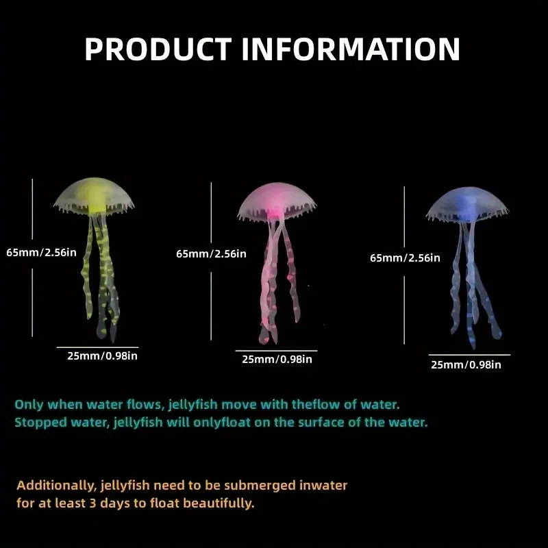 5PCS Colorful Artificial Glowing Effect Silicone Vivid Jellyfish Fish Tank Aquarium Decor Submarine Ornament Decoration Aquatic