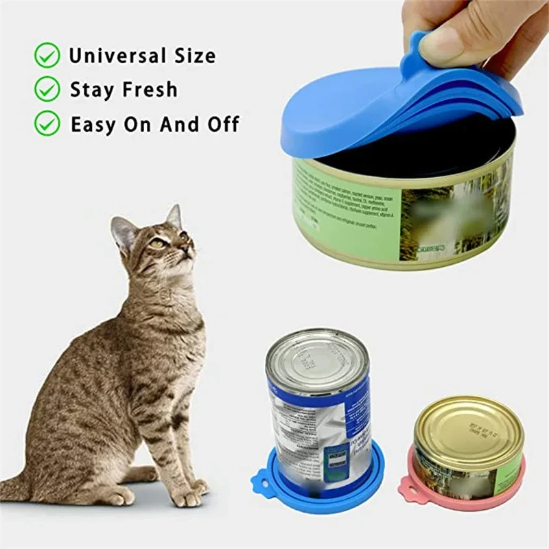 Reusable Pet Food Can Cover and Spoon Portable Dogs Cat Storage Tin Cap Lid Seal Cover Health Pet Supplies Pet Silicone Lids Can