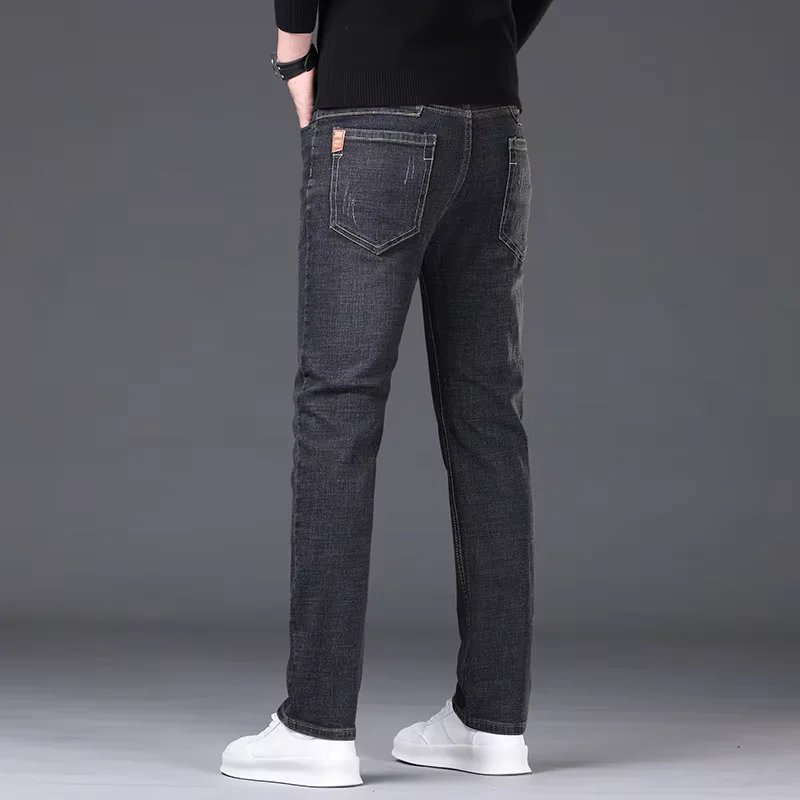 Men Fashion Straight Jeans Men 2025 New Stretch Slim Fit Pants Comfortable Soft Business Denim Trousers Male Brand Clothing