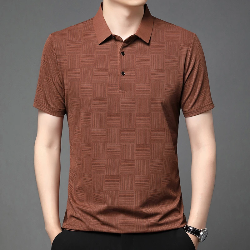 2026 Men's New Printed Business Casual Short sleeved POLO Shirt Fashion Short sleeved Comfortable and Breathable Top