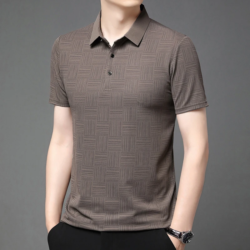 2026 Men's New Printed Business Casual Short sleeved POLO Shirt Fashion Short sleeved Comfortable and Breathable Top