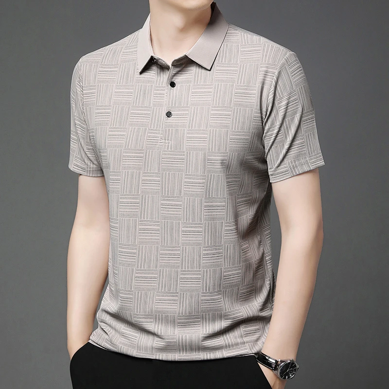 2026 Men's New Printed Business Casual Short sleeved POLO Shirt Fashion Short sleeved Comfortable and Breathable Top
