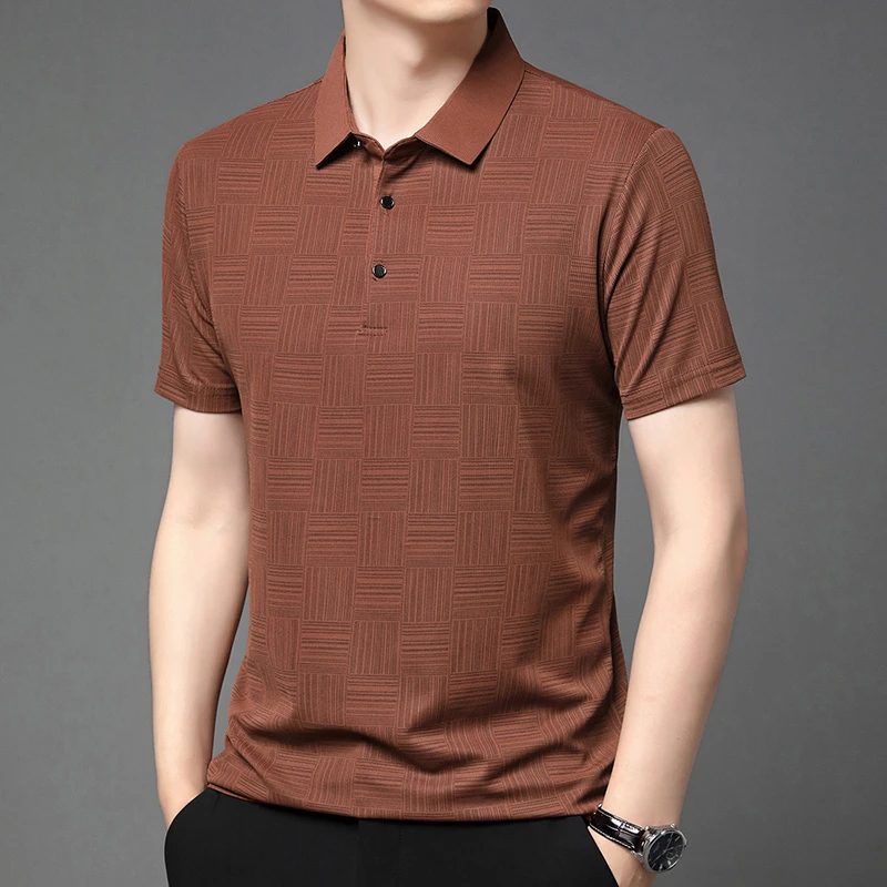 2026 Men's New Printed Business Casual Short sleeved POLO Shirt Fashion Short sleeved Comfortable and Breathable Top