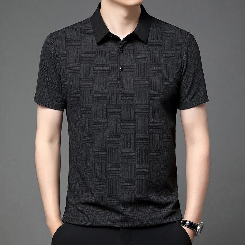 2026 Men's New Printed Business Casual Short sleeved POLO Shirt Fashion Short sleeved Comfortable and Breathable Top