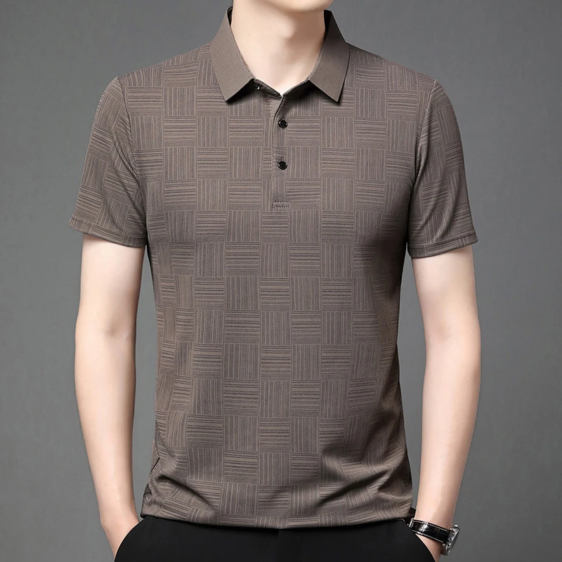 2026 Men's New Printed Business Casual Short sleeved POLO Shirt Fashion Short sleeved Comfortable and Breathable Top