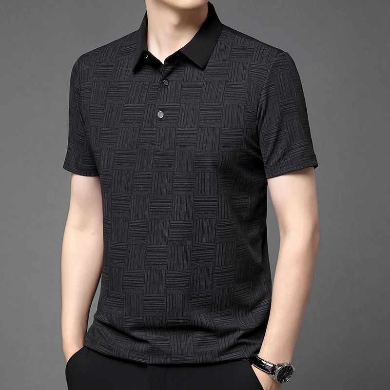 2026 Men's New Printed Business Casual Short sleeved POLO Shirt Fashion Short sleeved Comfortable and Breathable Top