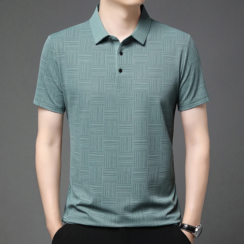 2026 Men's New Printed Business Casual Short sleeved POLO Shirt Fashion Short sleeved Comfortable and Breathable Top