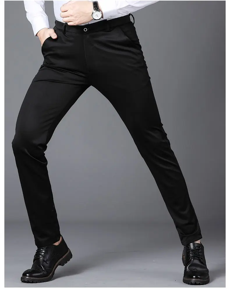 Spring Autumn Mens Business Suit Pants Male Summer Thin Formal Solid Long Dress Straight Baggy Office Trousers Drop Shipping