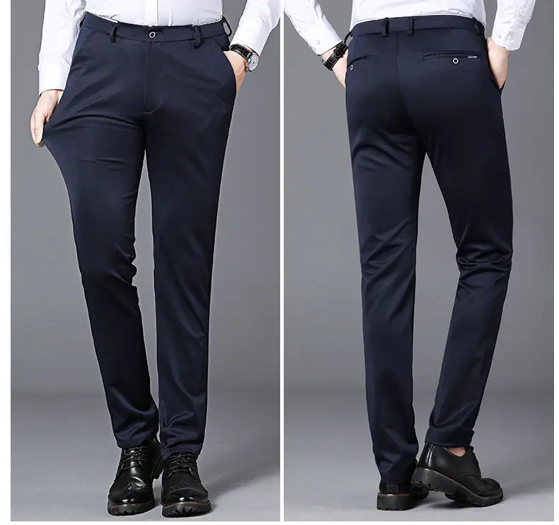 Spring Autumn Mens Business Suit Pants Male Summer Thin Formal Solid Long Dress Straight Baggy Office Trousers Drop Shipping
