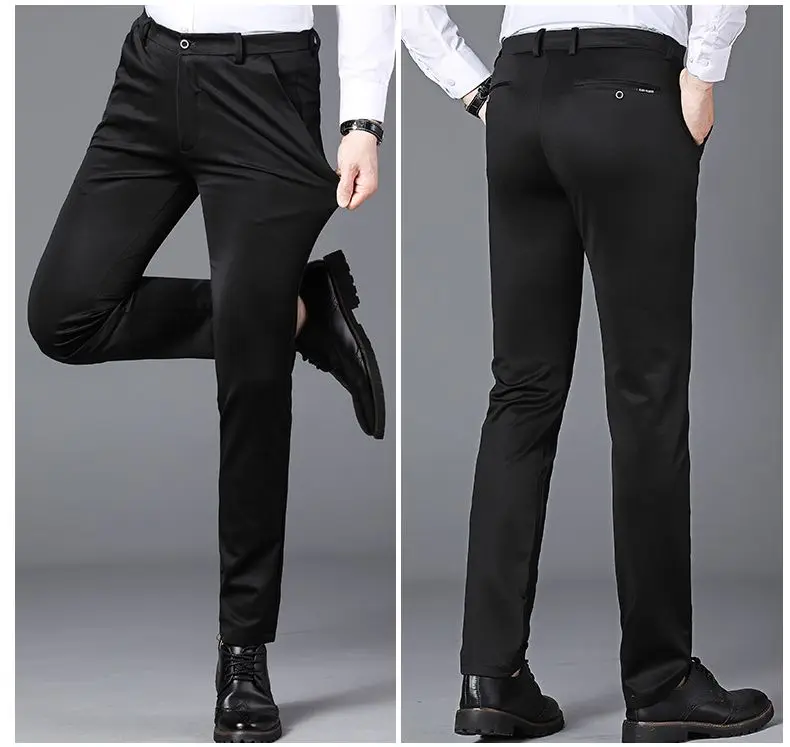 Spring Autumn Mens Business Suit Pants Male Summer Thin Formal Solid Long Dress Straight Baggy Office Trousers Drop Shipping
