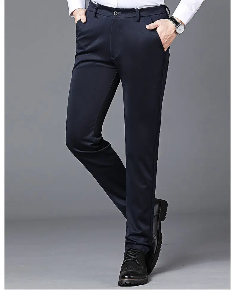 Spring Autumn Mens Business Suit Pants Male Summer Thin Formal Solid Long Dress Straight Baggy Office Trousers Drop Shipping