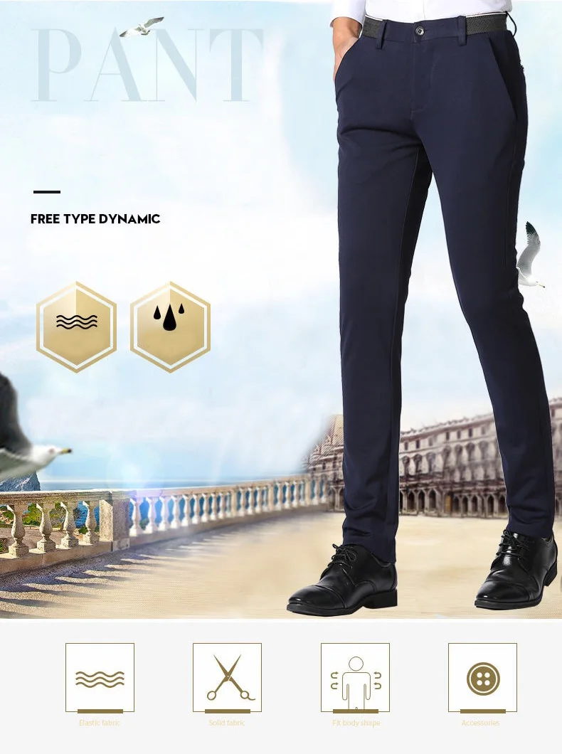 Spring Autumn Mens Business Suit Pants Male Summer Thin Formal Solid Long Dress Straight Baggy Office Trousers Drop Shipping