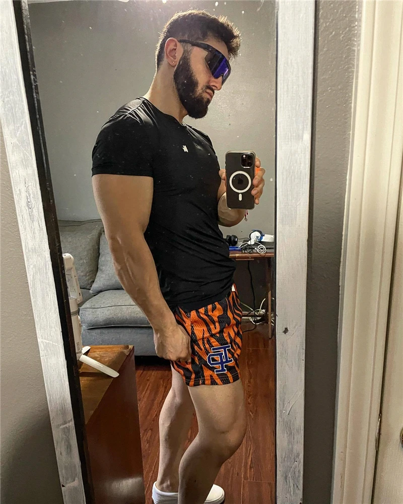 NEW INAKAPOWER Men shorts Classic GYM Basketball Workout Mesh Shorts Summer casual shorts gym sports quick dry shorts men