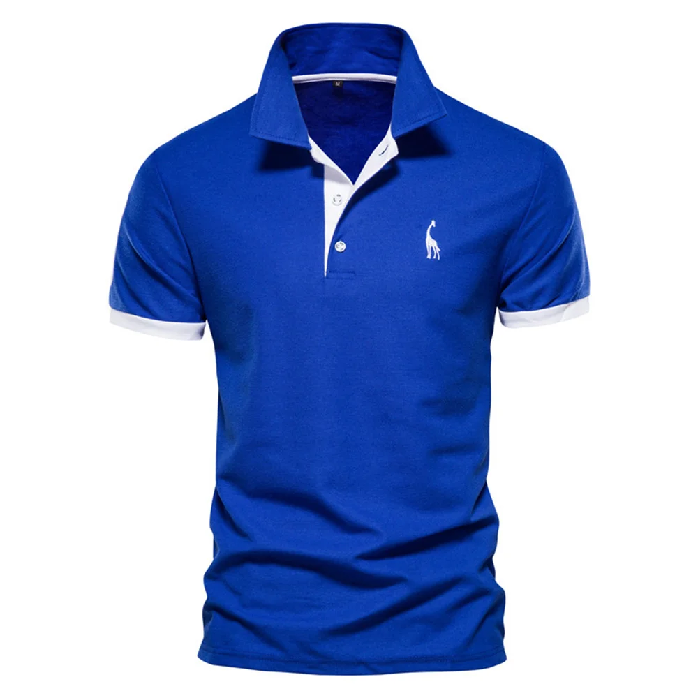 Dropshipping Polo Giraffe Shirt Men Quality Embroidery Summer Short Sleeve Polo Casual Business Social Mens Polos BR Size