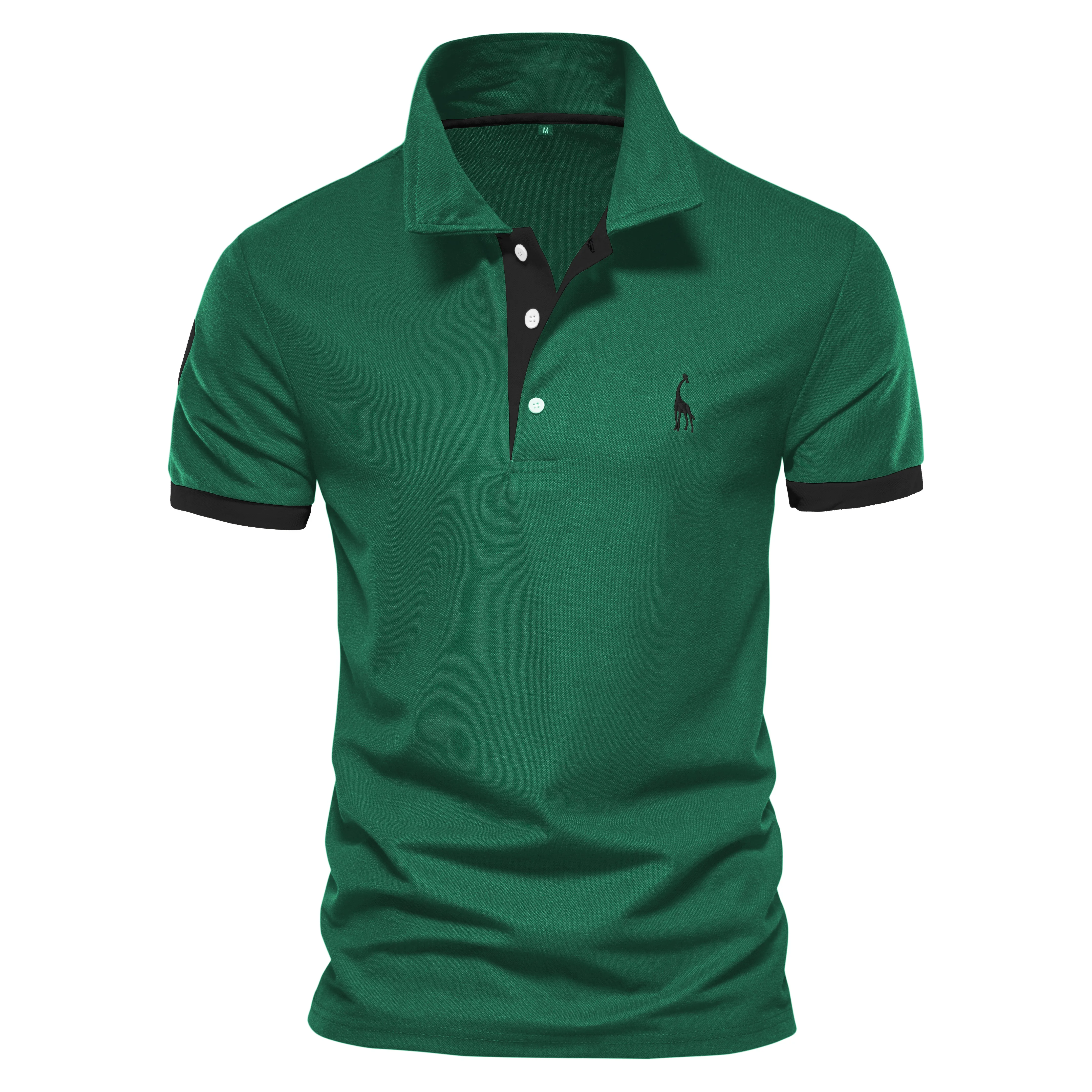 Dropshipping Polo Giraffe Shirt Men Quality Embroidery Summer Short Sleeve Polo Casual Business Social Mens Polos BR Size
