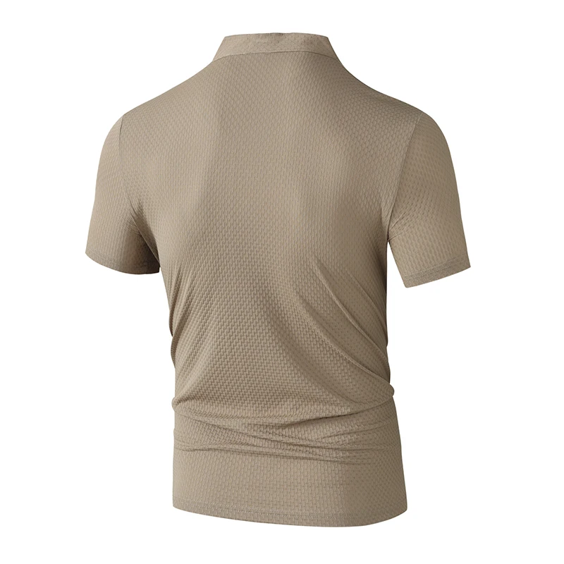 Men's Business Casual Short Sleeve POLO Shirt Bone Flower Solid Color Breathable Comfortable Fashion Summer Versatile Top
