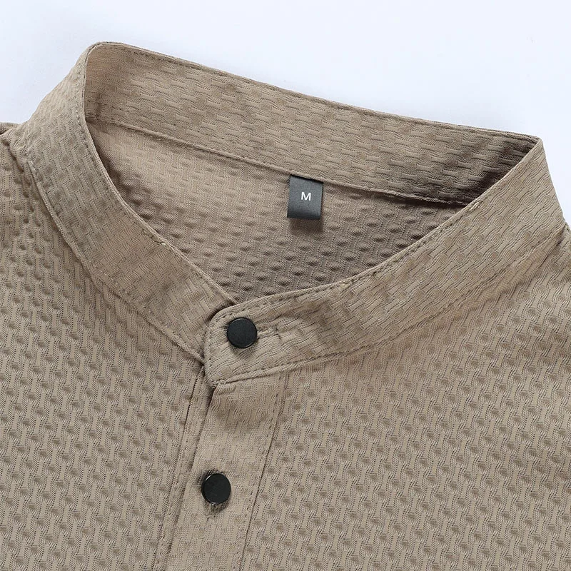 Men's Business Casual Short Sleeve POLO Shirt Bone Flower Solid Color Breathable Comfortable Fashion Summer Versatile Top