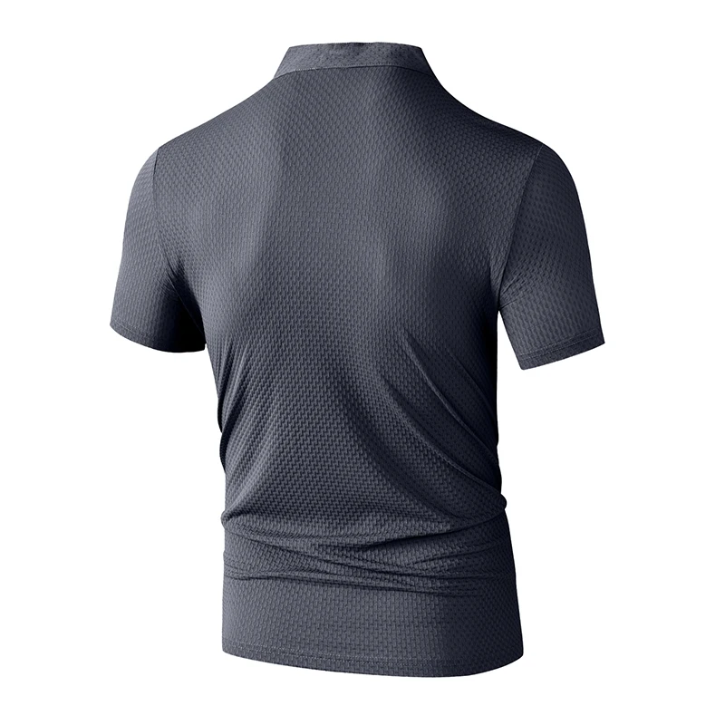 Men's Business Casual Short Sleeve POLO Shirt Bone Flower Solid Color Breathable Comfortable Fashion Summer Versatile Top