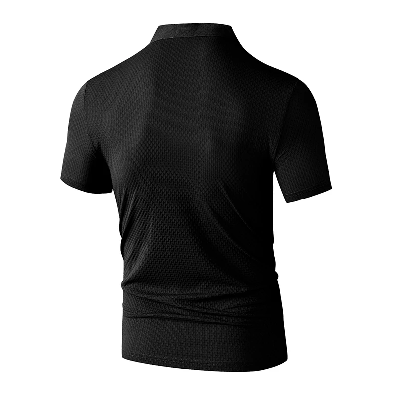 Men's Business Casual Short Sleeve POLO Shirt Bone Flower Solid Color Breathable Comfortable Fashion Summer Versatile Top