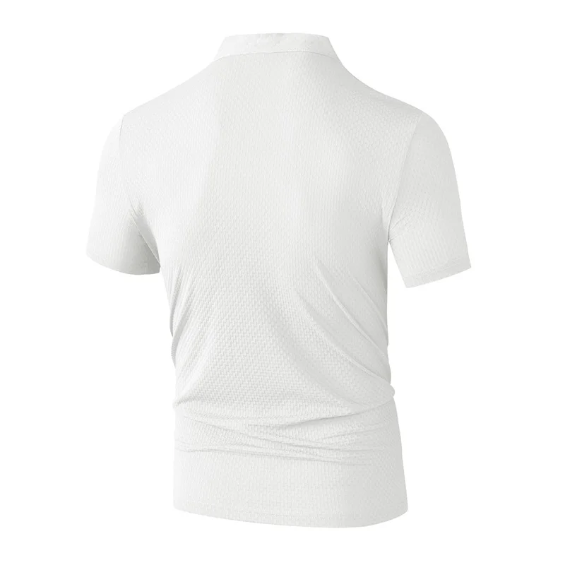 Men's Business Casual Short Sleeve POLO Shirt Bone Flower Solid Color Breathable Comfortable Fashion Summer Versatile Top