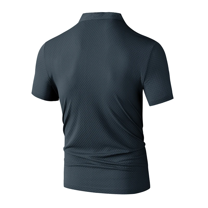 Men's Business Casual Short Sleeve POLO Shirt Bone Flower Solid Color Breathable Comfortable Fashion Summer Versatile Top