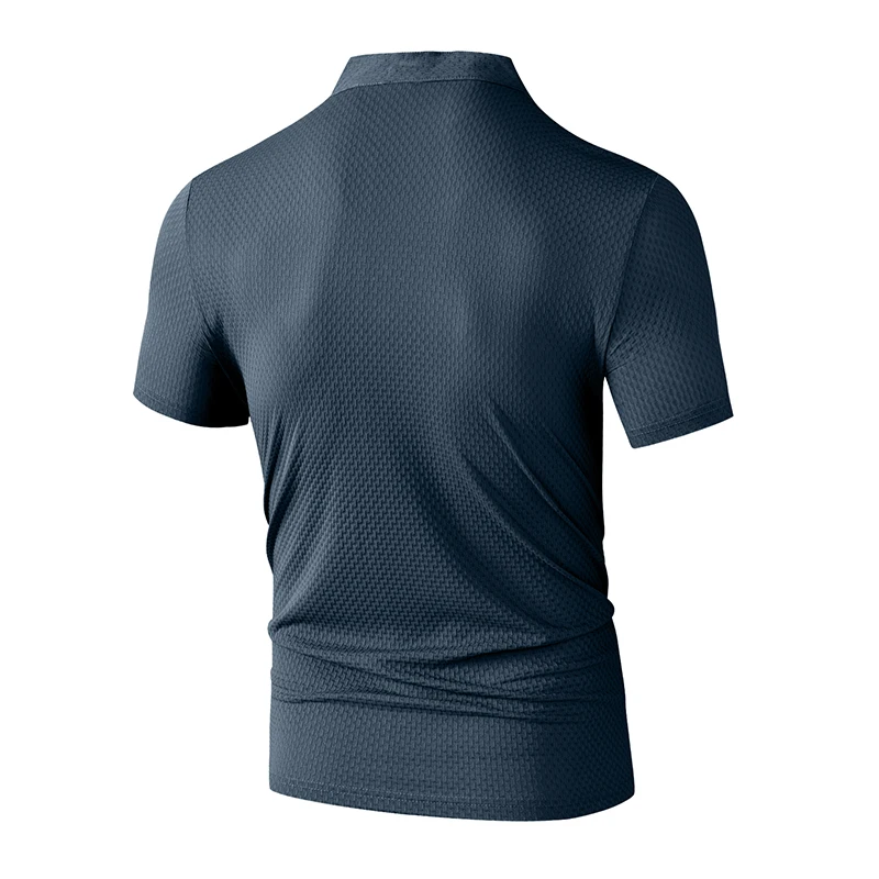 Men's Business Casual Short Sleeve POLO Shirt Bone Flower Solid Color Breathable Comfortable Fashion Summer Versatile Top