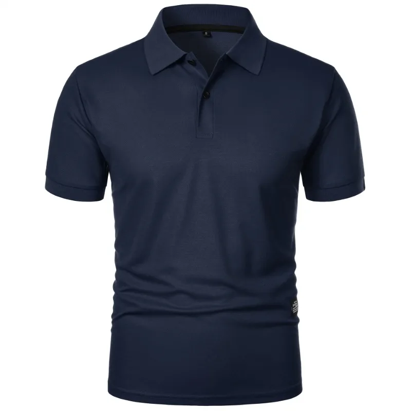 New Solid Color Polo Shirt Men's Short Sleeve Button Tshirts Lapel Lightweight Streetwear Sport Casual Tops