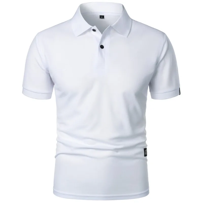 New Solid Color Polo Shirt Men's Short Sleeve Button Tshirts Lapel Lightweight Streetwear Sport Casual Tops