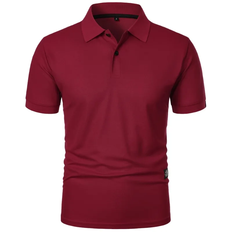New Solid Color Polo Shirt Men's Short Sleeve Button Tshirts Lapel Lightweight Streetwear Sport Casual Tops