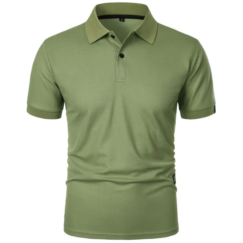 New Solid Color Polo Shirt Men's Short Sleeve Button Tshirts Lapel Lightweight Streetwear Sport Casual Tops