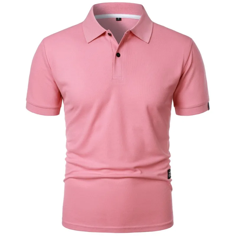 New Solid Color Polo Shirt Men's Short Sleeve Button Tshirts Lapel Lightweight Streetwear Sport Casual Tops