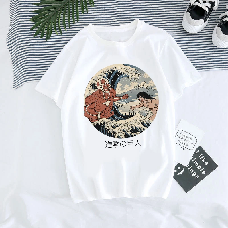 Japanese Anime T-shirt Men Attack on Titan T Shirt Unisex Kawaii Cartoon Titans Attack Graphic Tees Male Harajuku Summer Tops
