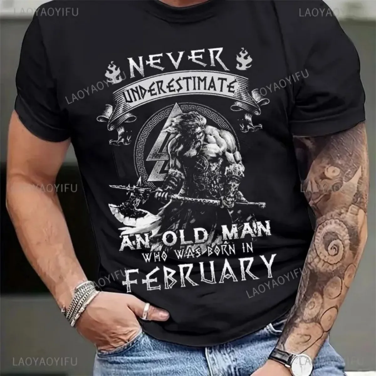 American Skull Print Pattern Men's Soft and Breathable Round Neck T-Shirt Suitable for Outdoor Leisure Shopping Wear