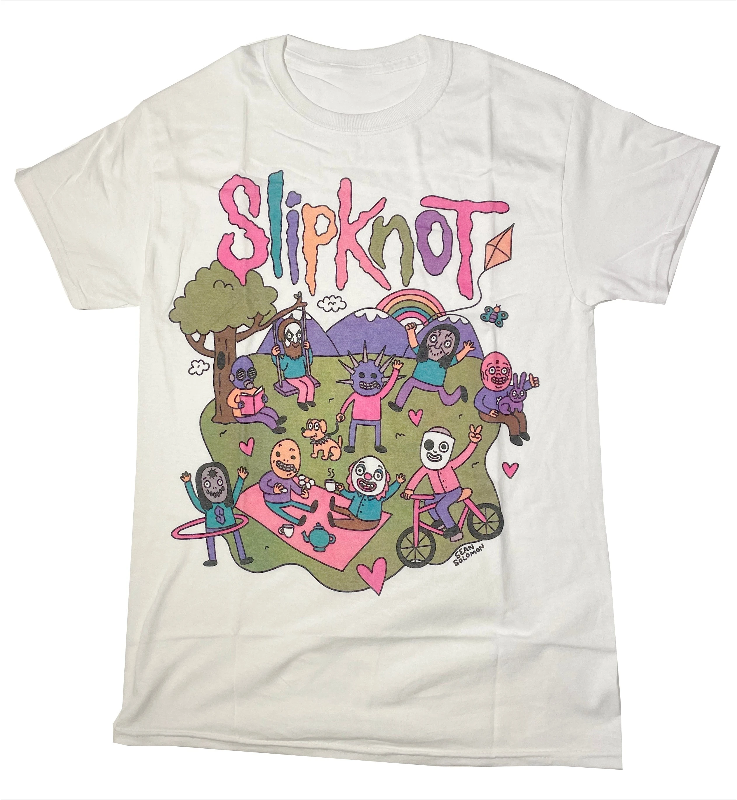 CUTE SLIPKNOT Band Graphic Tee Cotton Round Neck Casual Unisex T-shirt Summer Top