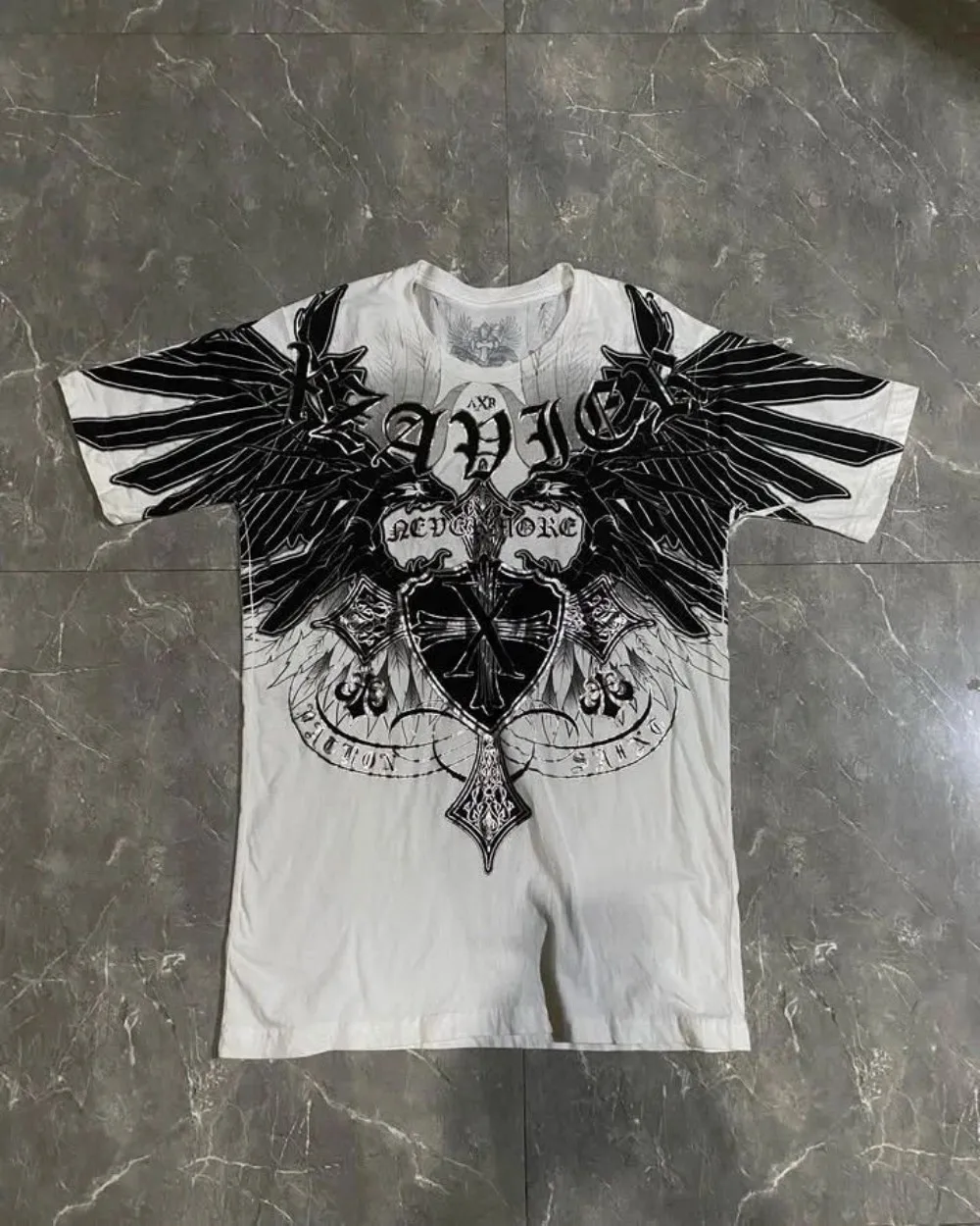 European and American men's summer Gothic angel wing skull print soft and breathable round neck T-shirt outdoor street top