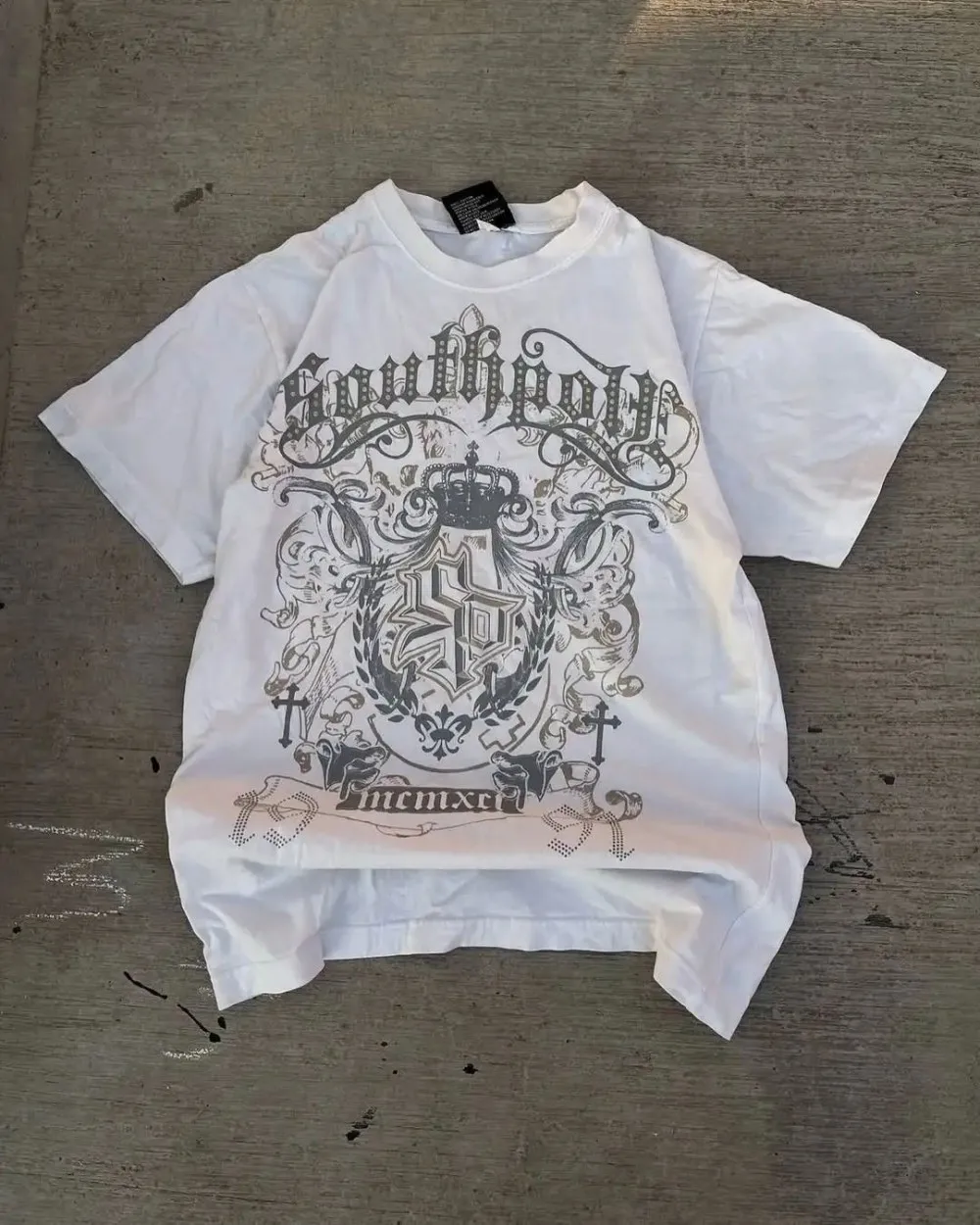 European and American men's summer Gothic angel wing skull print soft and breathable round neck T-shirt outdoor street top