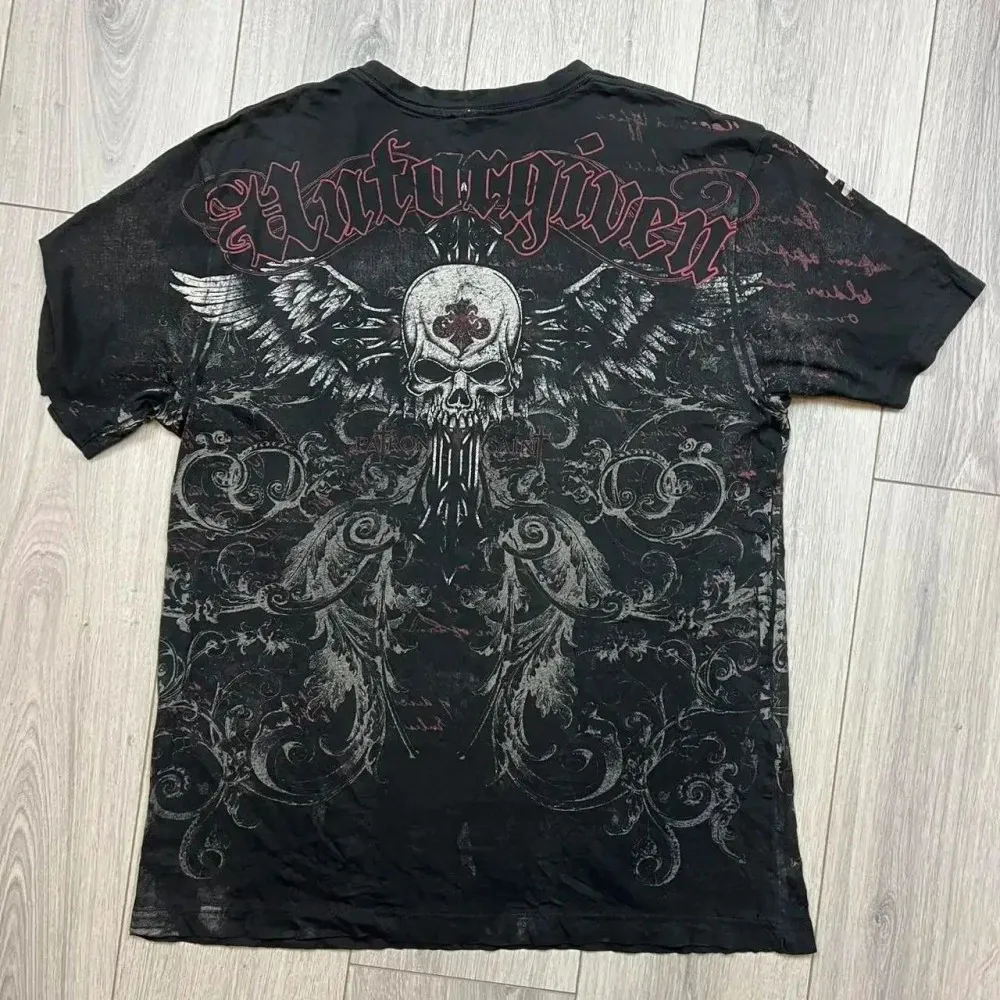 European and American men's summer Gothic angel wing skull print soft and breathable round neck T-shirt outdoor street top