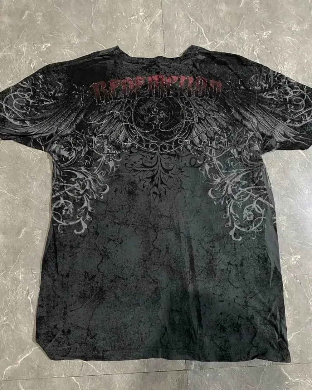 European and American men's summer Gothic angel wing skull print soft and breathable round neck T-shirt outdoor street top