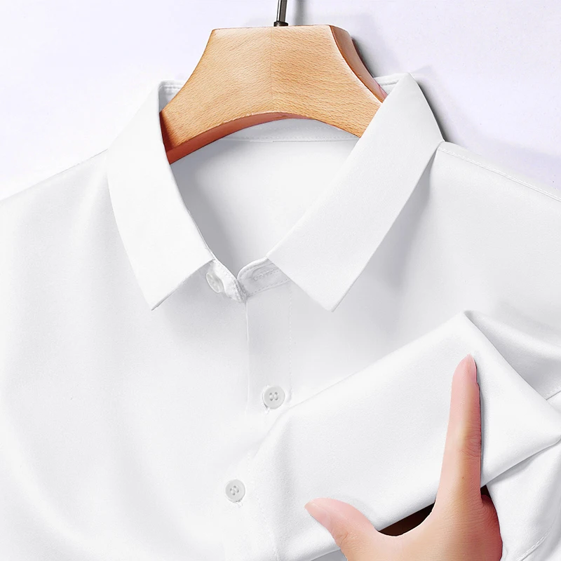 Men's Business Casual Long Sleeve Shirt Solid Color Wrinkle Resistant Comfortable All-Season Versatile Top