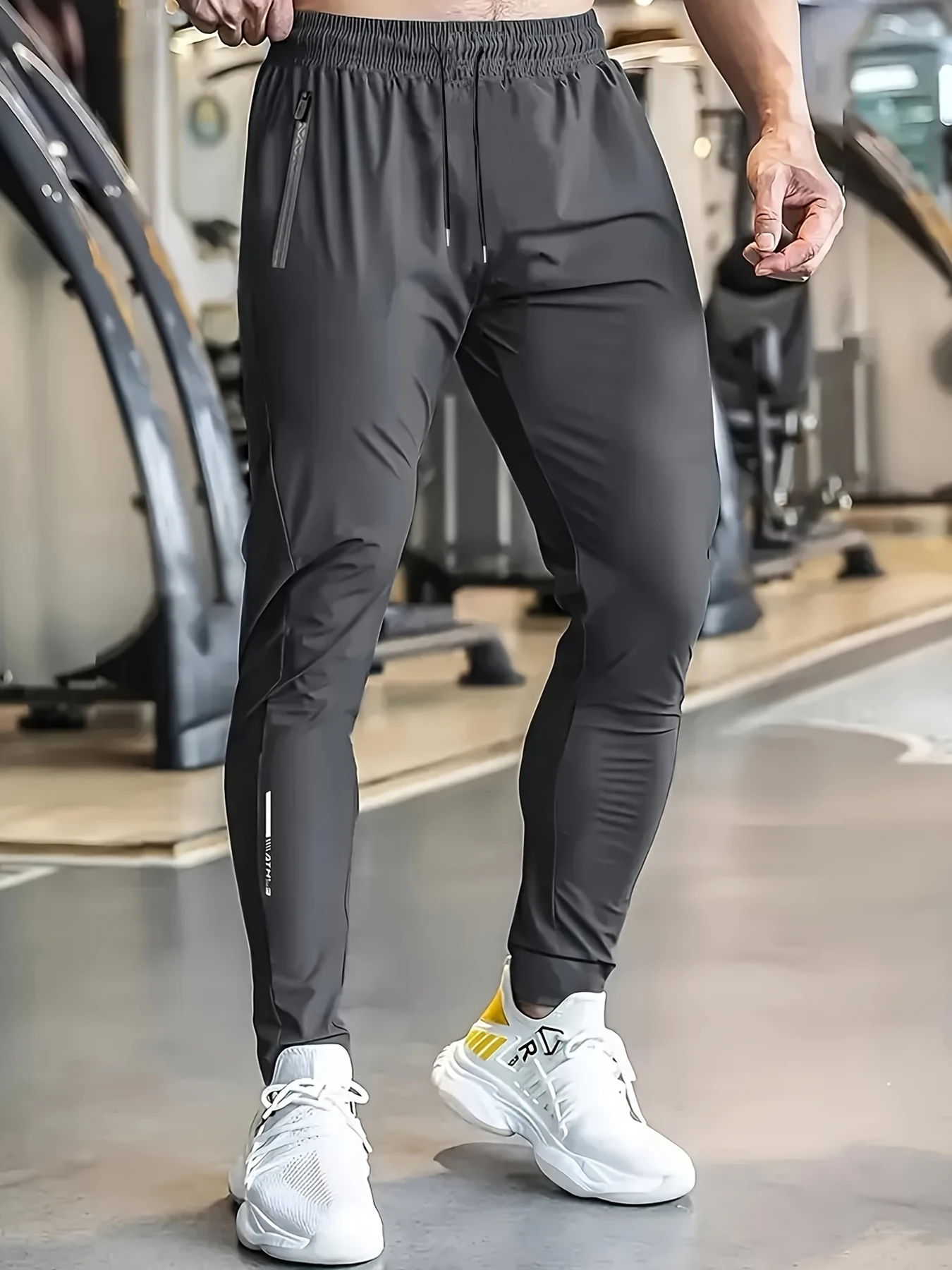 Men's High Elastic Zipper Pocket Trousers Lightweight Drawstring Sports Pants Gift Mens Sweatpants Fishing Vintage Football Man