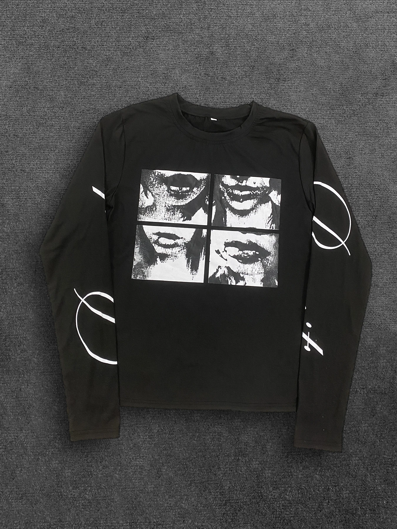 Dark Style Street Punk Unisex Long Sleeved Shirt with Retro Millennium Print T-Shirt