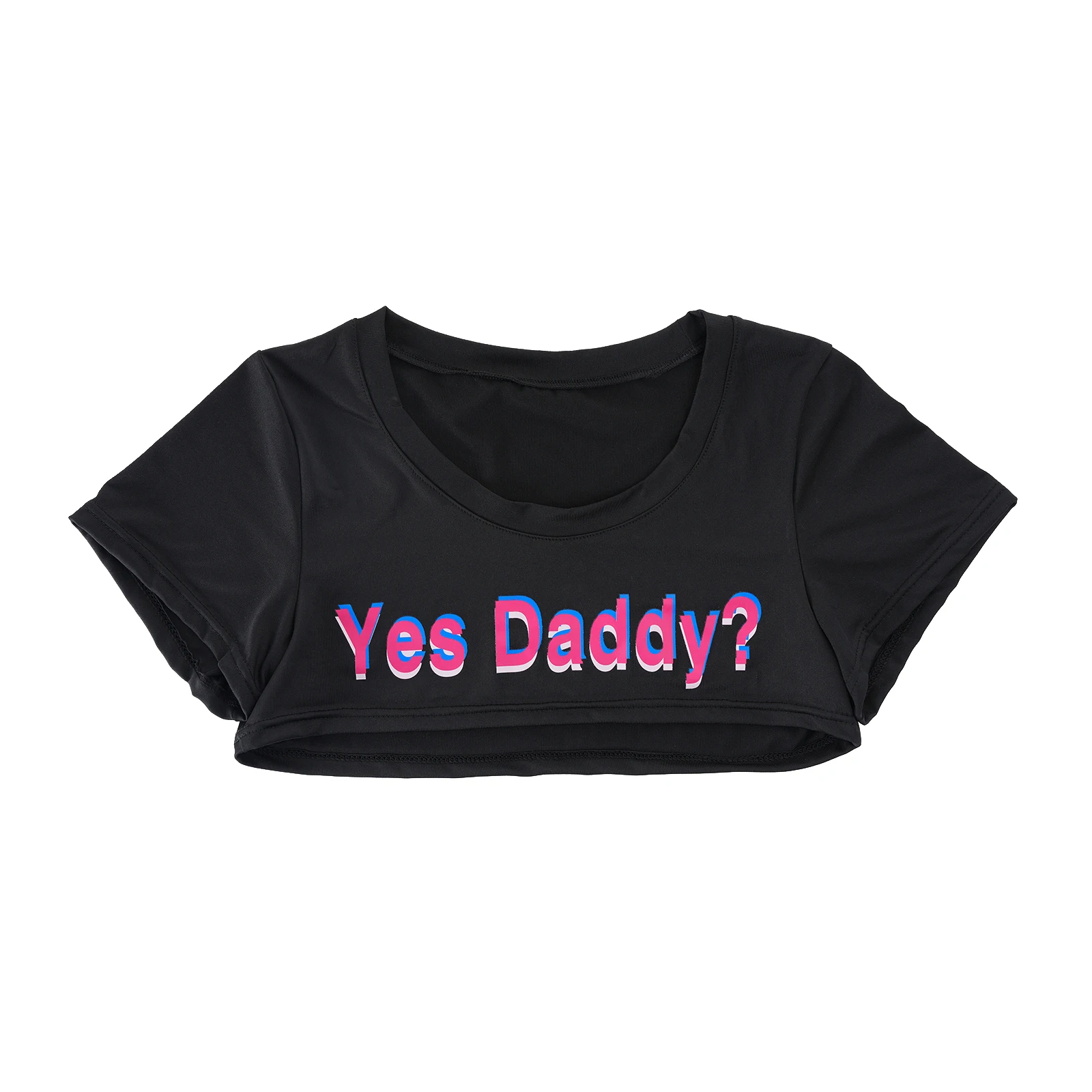 Short Sleeve Crop Top Men Sexy Scoop Neck T Shirts Summer Y2k Yes Daddy Printed Letters Man Clothes Tops Party Costume