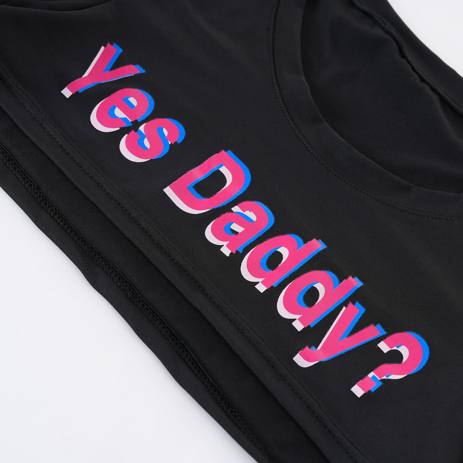 Short Sleeve Crop Top Men Sexy Scoop Neck T Shirts Summer Y2k Yes Daddy Printed Letters Man Clothes Tops Party Costume