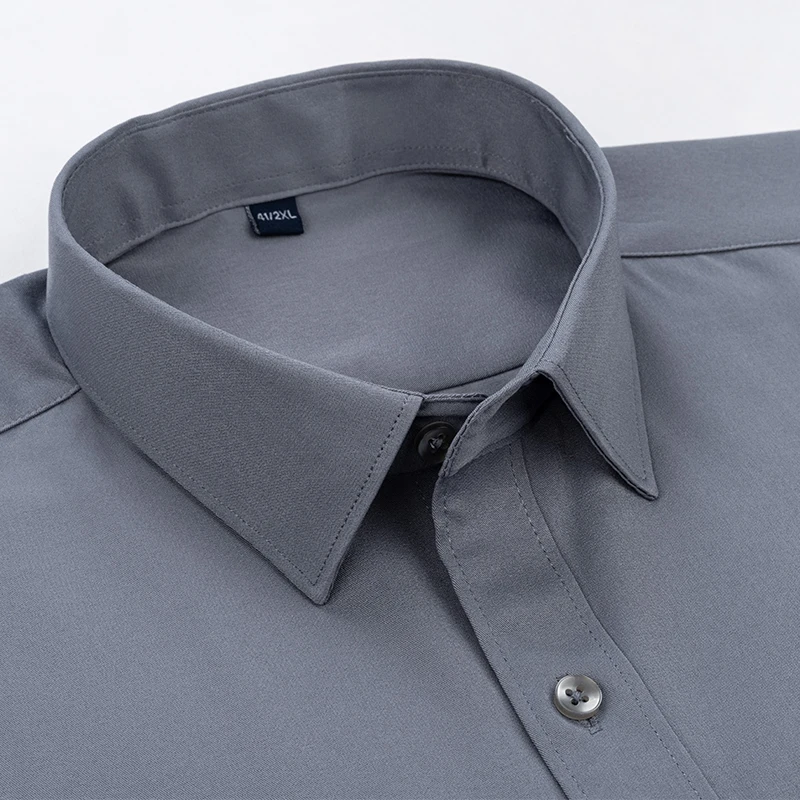 New Men's Solid Color Business Shirt Formal Fashion Thin Classic Basic Casual Slim White Long Sleeve Social Shirt Men Clothes