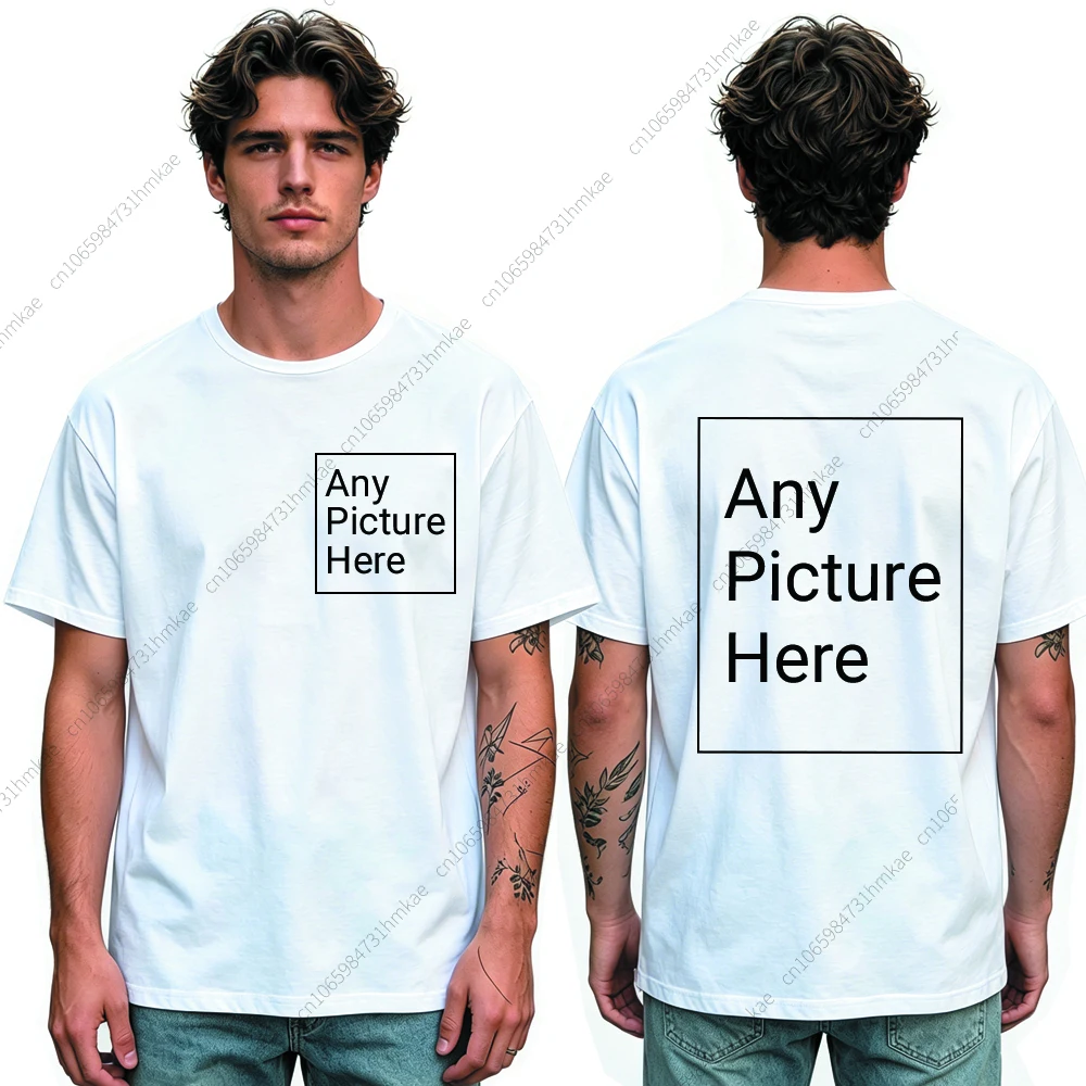 Custom Personalized Your Photo Man T Shirt for Boys Front Back Print Customized Funny Tshirts for Men Short T-shirt Tops Tees